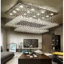 Dimmable Modern LED Crystal Ceiling Pendant Light Indoor Chandeliers Home Hanging Down Lighting Lamps Fixtures with Remote Contr