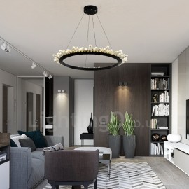 Modern Ring Shape Crystal Pendant Lights Living Room Dining Room Bedroom