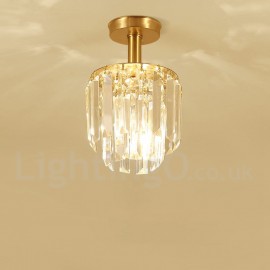 Pure Brass LED Rustic / Lodge Nordic Style Flush Mount Crystal Ceiling Lights for Bathroom, Living Room, Study, Kitchen, Bedroom