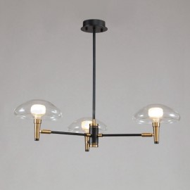 3 Light Mini Style Uplight Electroplated Painted Finish Chandelier with Glass Shades