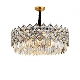 Luxury Postmodern Silver Round K9 Crystal Pendant Chandelier