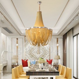 Tassels Chandelier Designer Pendant Light Silver / Gold Colour for Showroom Living Room Spiral Staircase