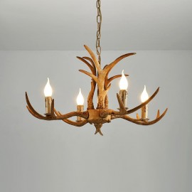 4 Light Rustic Artistic Retro Antler Antique Chandelier for Living Room, Dining Room, Bedroom, Shop, Cafes, Bar